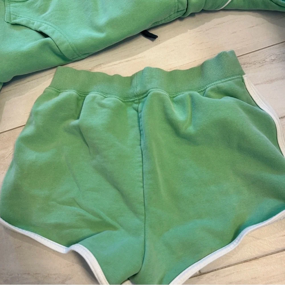 OFFLINE by Aerie Green Half-Zip Hoodie and Matching Shorts Set - Picture 4 of 6